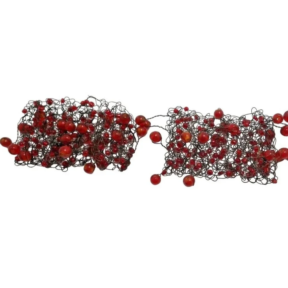 Red Beaded Wire Napkin Rings Wraps Lot 2